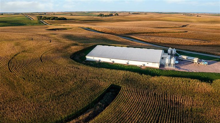 Vista aérea de una granja